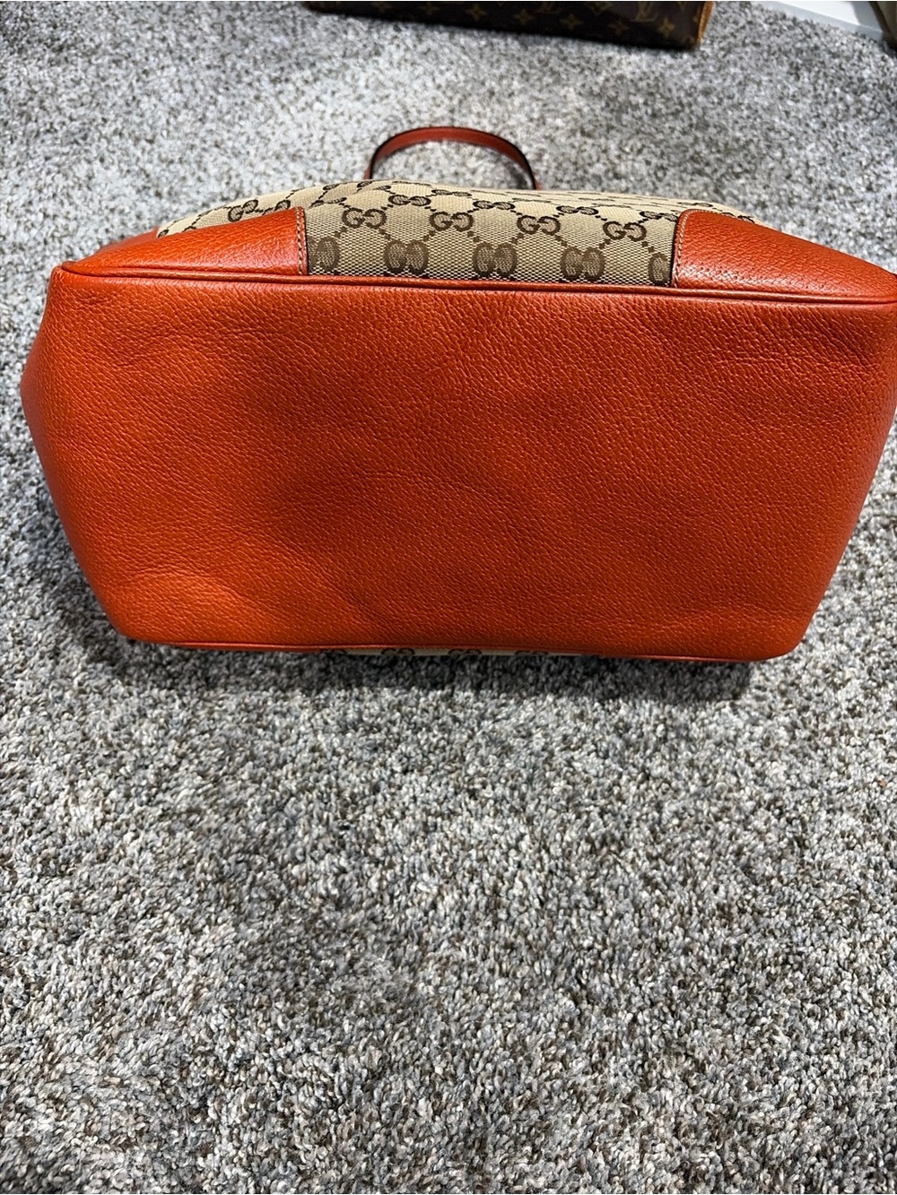 Gucci GG Canvas Tote with Orange Leather Trim - Picture 7 of 8